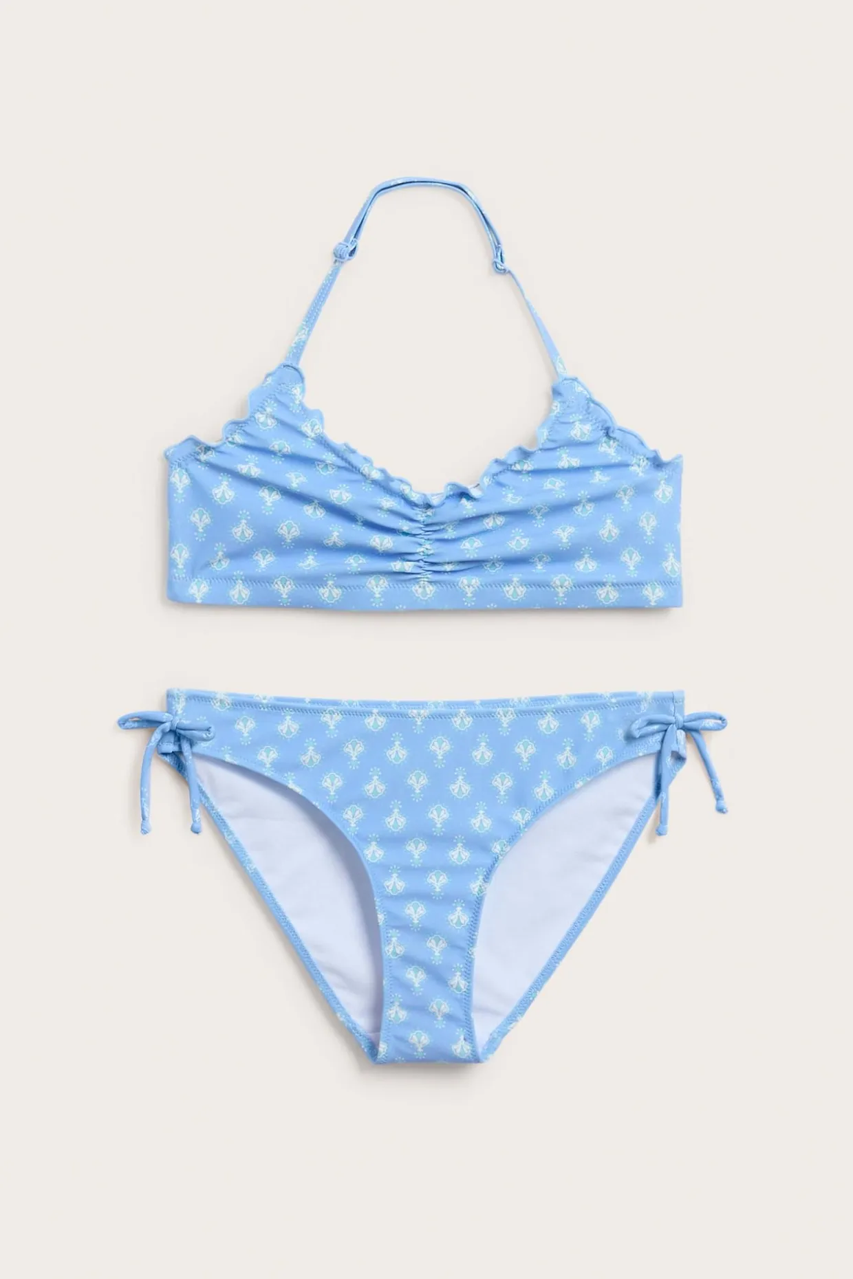 Bikini we wzory, z paskiem na szyję