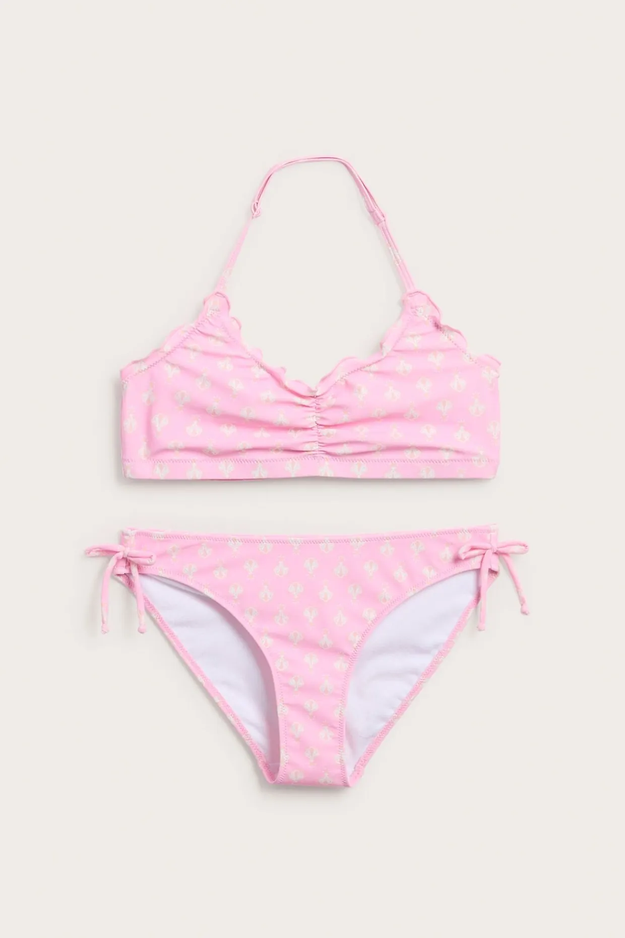 Bikini we wzory, z paskiem na szyję