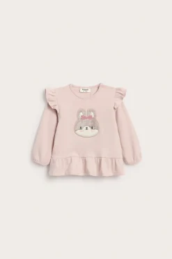 Bluza z falbaną i motywem królika