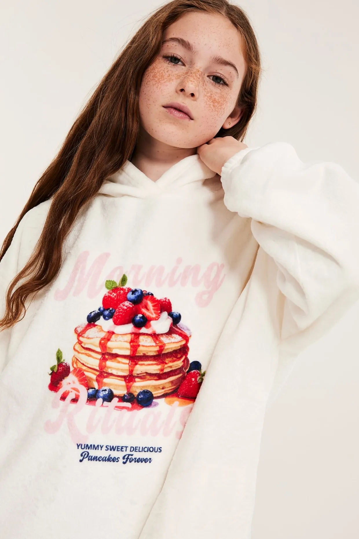Bluza z kapturem, z polaru, z nadrukiem