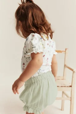 Body w kwiaty, z bufiastymi rękawami