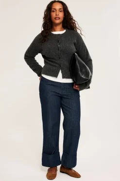 Dżinsy cropped straight high waist