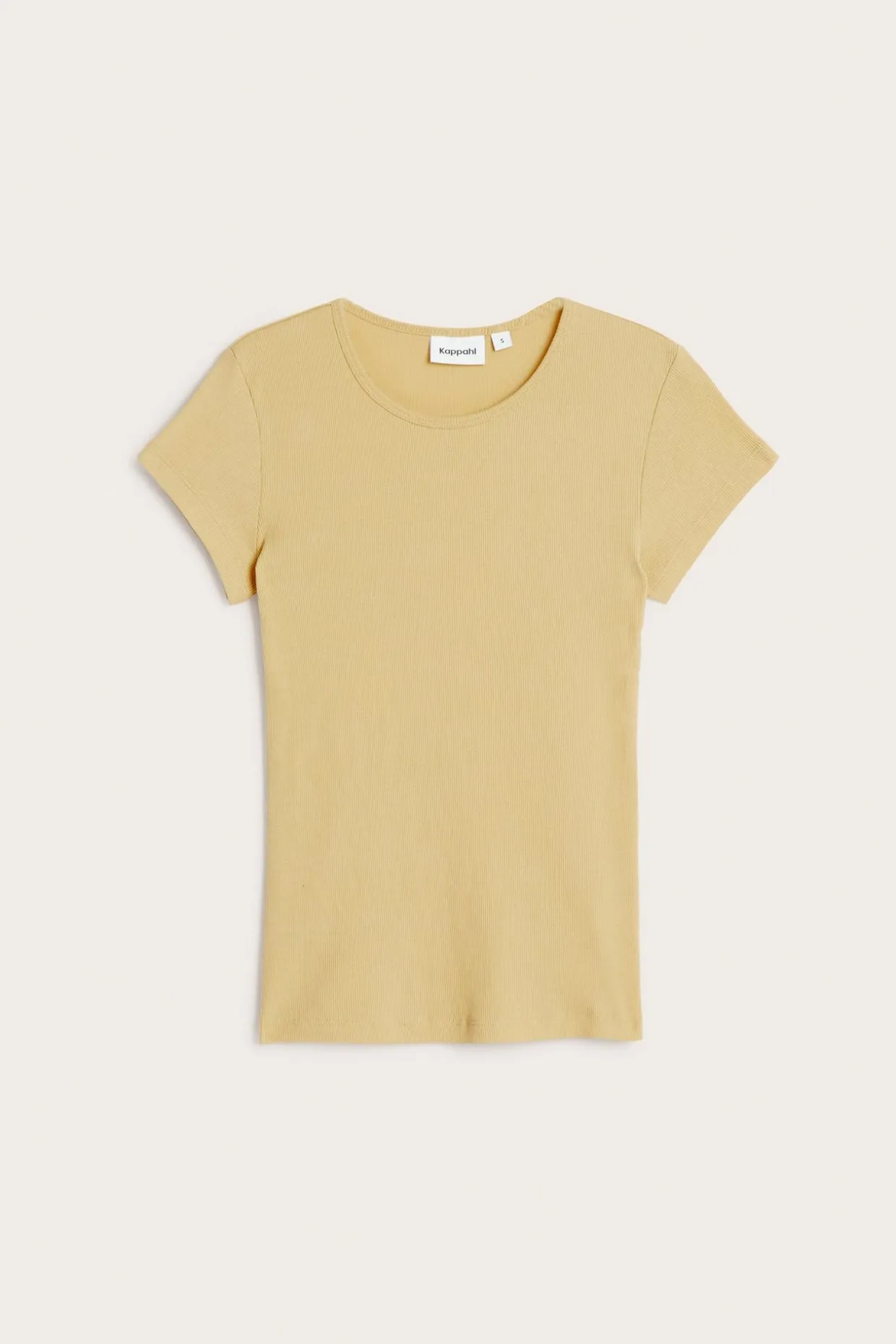 Dopasowany prążkowany t-shirt z bawełny