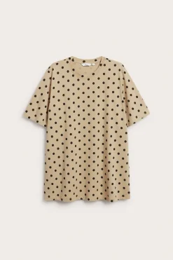 Długi T-shirt w kropki, z bawełny