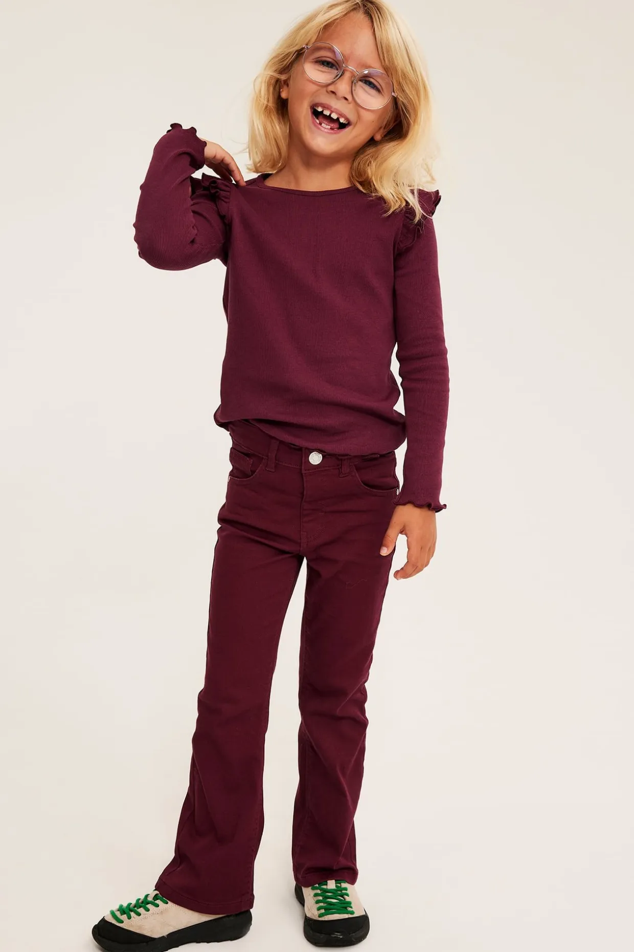 Kolorowe dżinsy z twillu, model bootcut