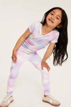 Legginsy do ćwiczeń, z nadrukiem tie-dye, z elastycznej dzianiny dżersejowej