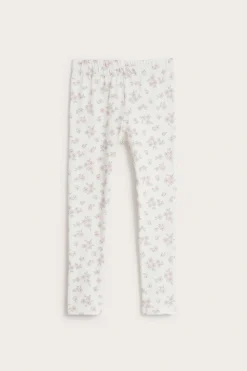 Legginsy w kwiaty, z bawełnianej dzianiny