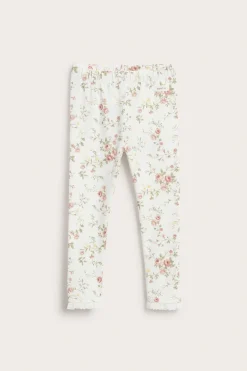 Legginsy w kwiaty, z koronką