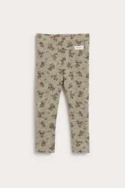 Legginsy w kwiaty, z wełny merino