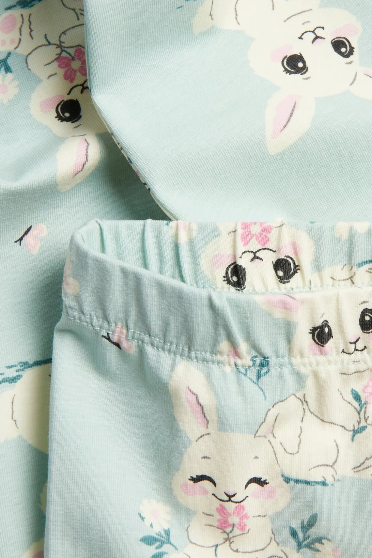 Legginsy z bawełnianej dzianiny, w króliki