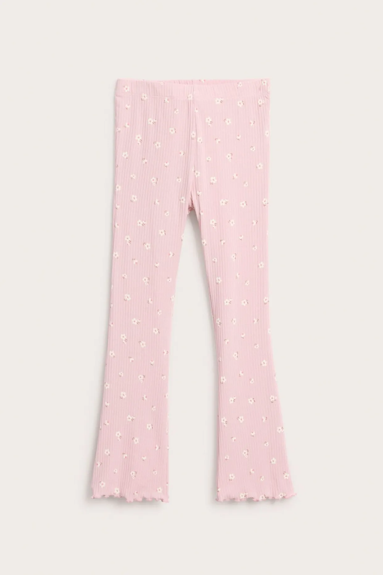 Rozszerzane prążkowane legginsy