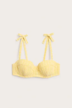 Stanik balkonetka od bikini, w kratkę, z wiązaniem