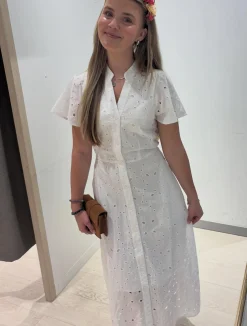 Sukienka midi z haftem angielskim