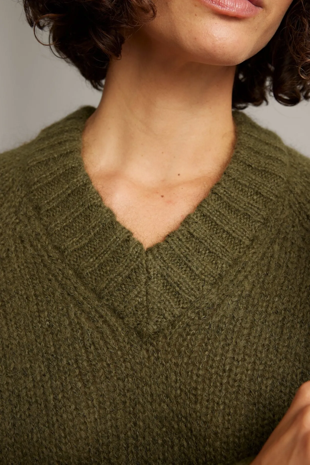 Sweter oversize, z dzianiny z mieszanki wełny