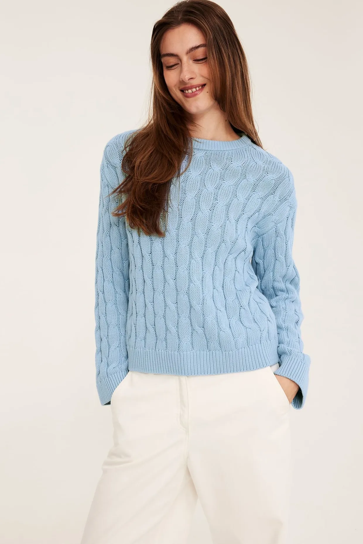 Sweter z dzianiny w warkocze, z bawełny