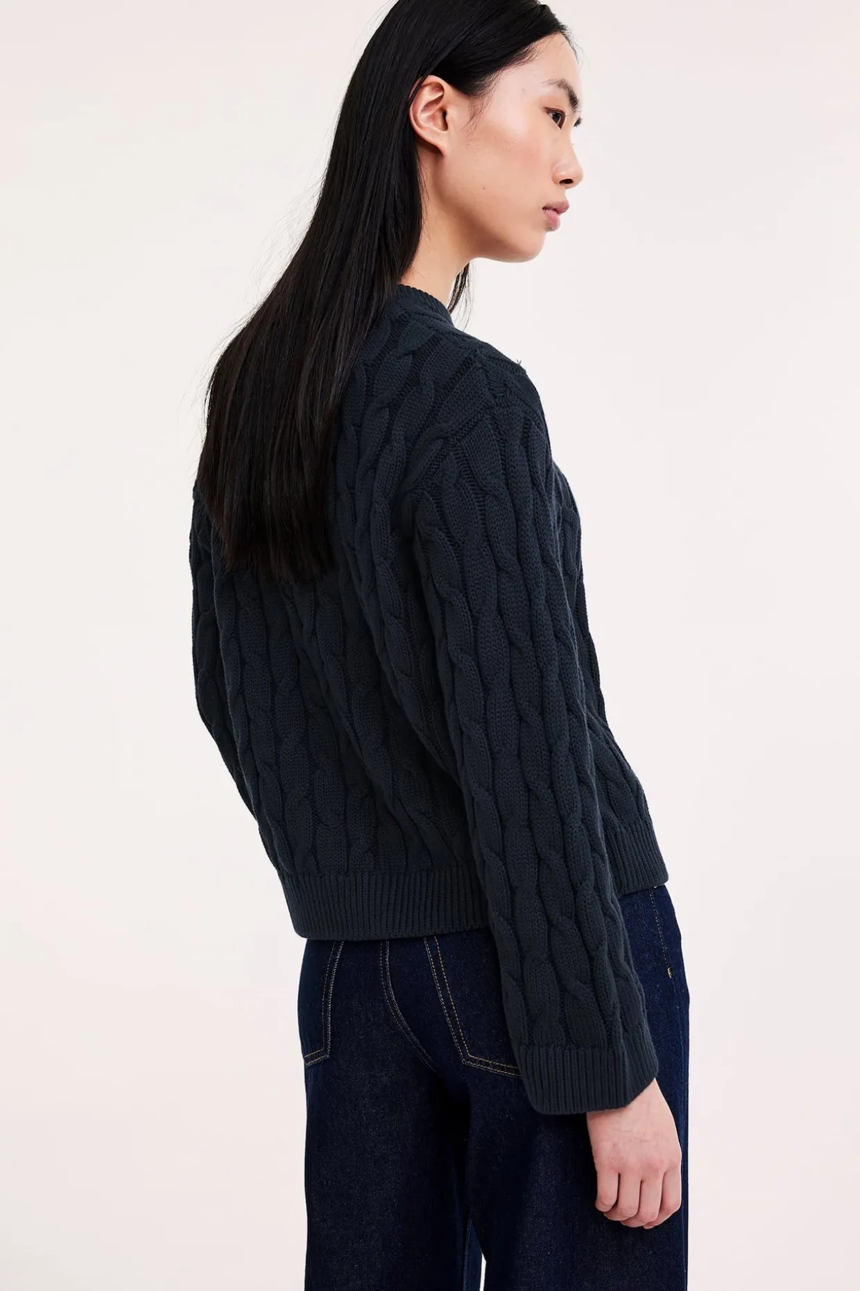 Sweter z dzianiny w warkocze, z bawełny