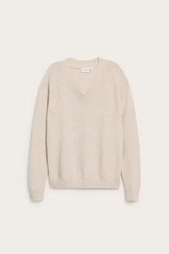 Sweter z dzianiny, z dekoltem w szpic
