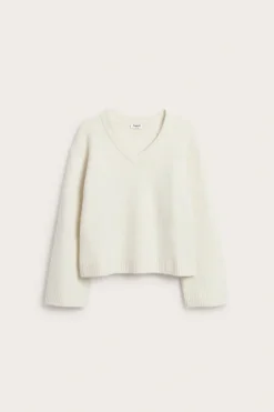 Sweter z dzianiny, z dekoltem w szpic
