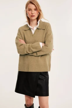 Sweter z dzianiny z kołnierzem