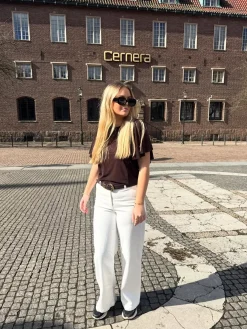 Szerokie spodnie z tkaniny twill