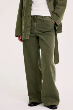 Szerokie spodnie z tkaniny twill