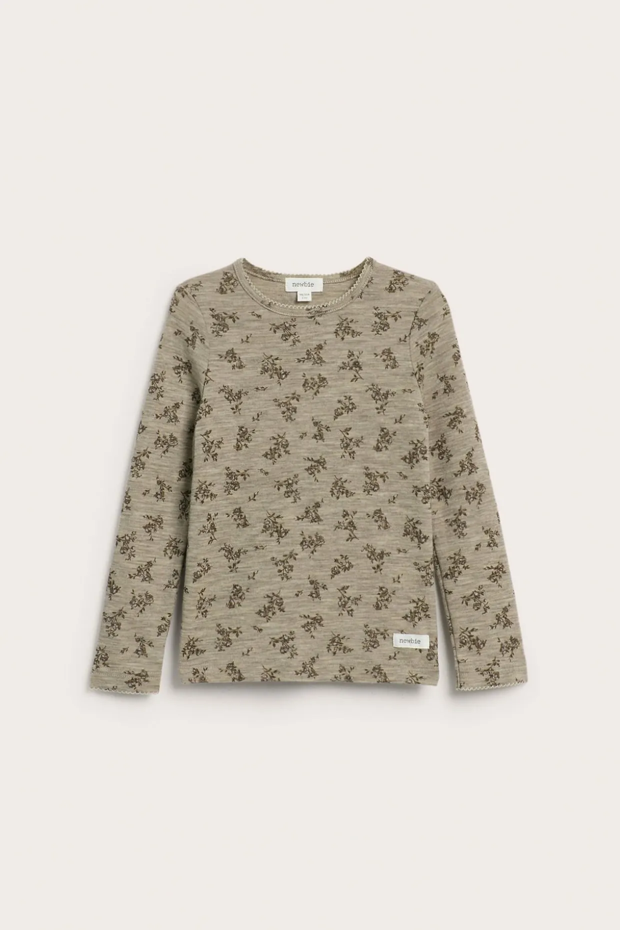 Top w kwiaty, z wełny merino
