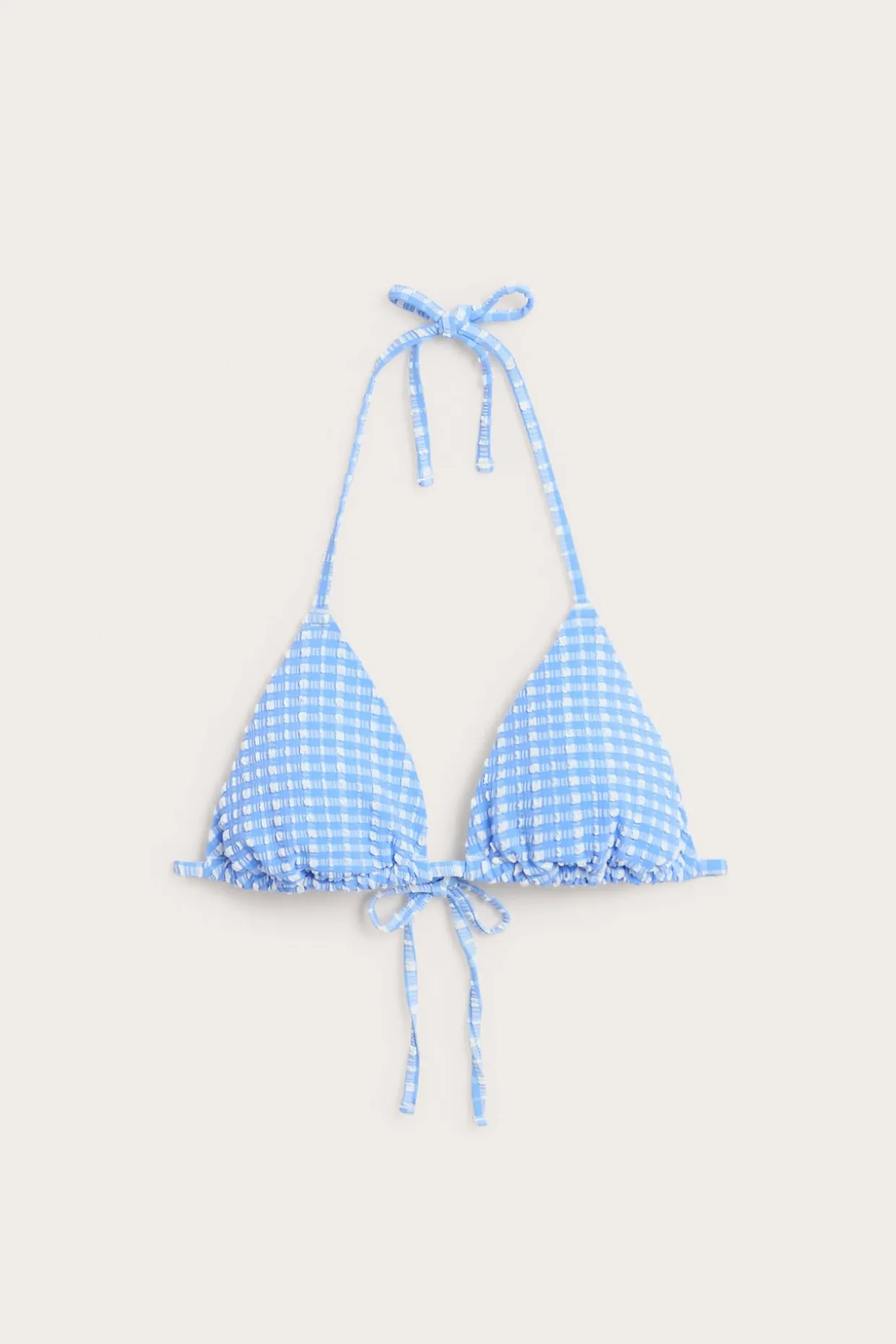 Trójkątny top od bikini, w kratkę
