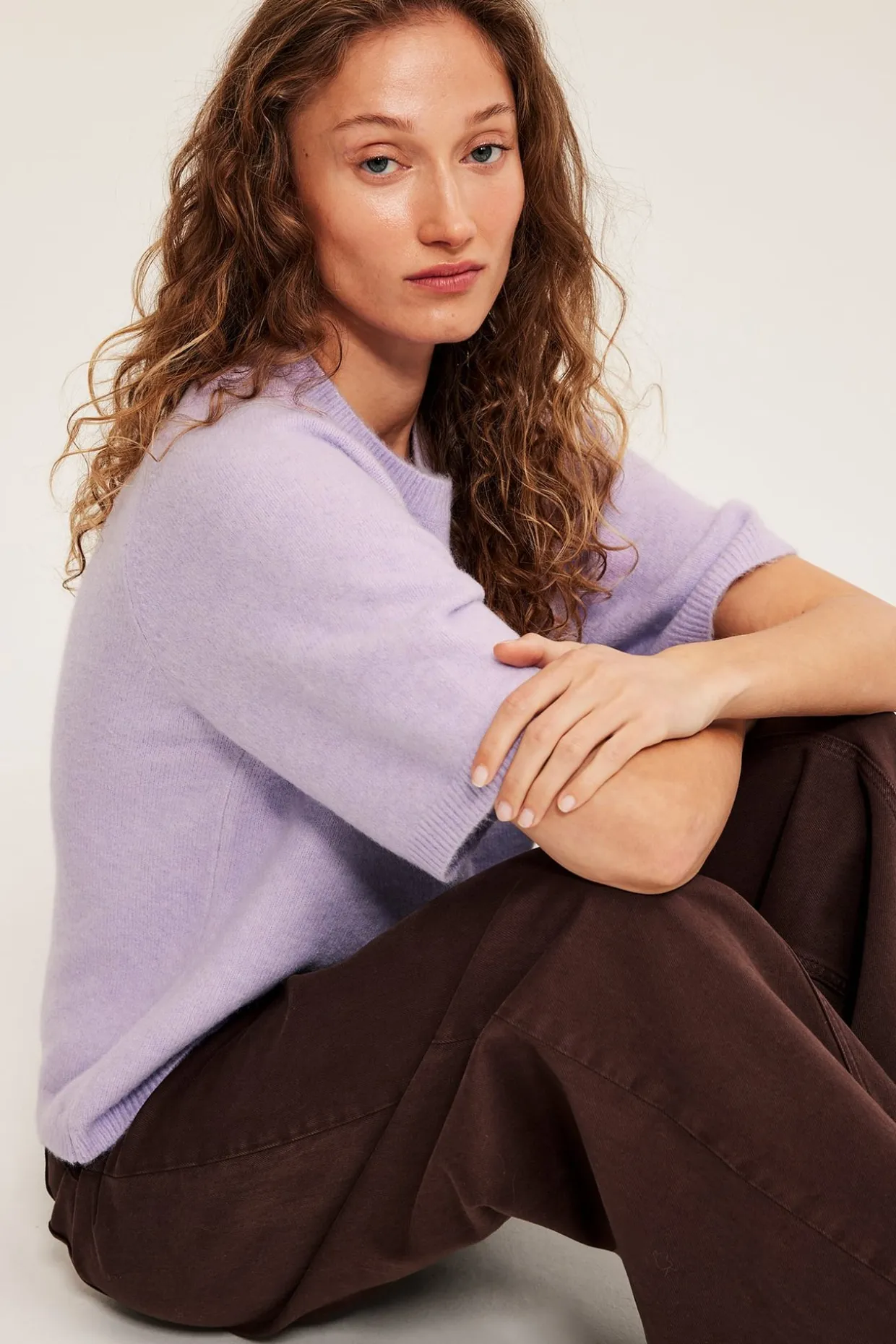 T-shirt oversize, z dzianiny