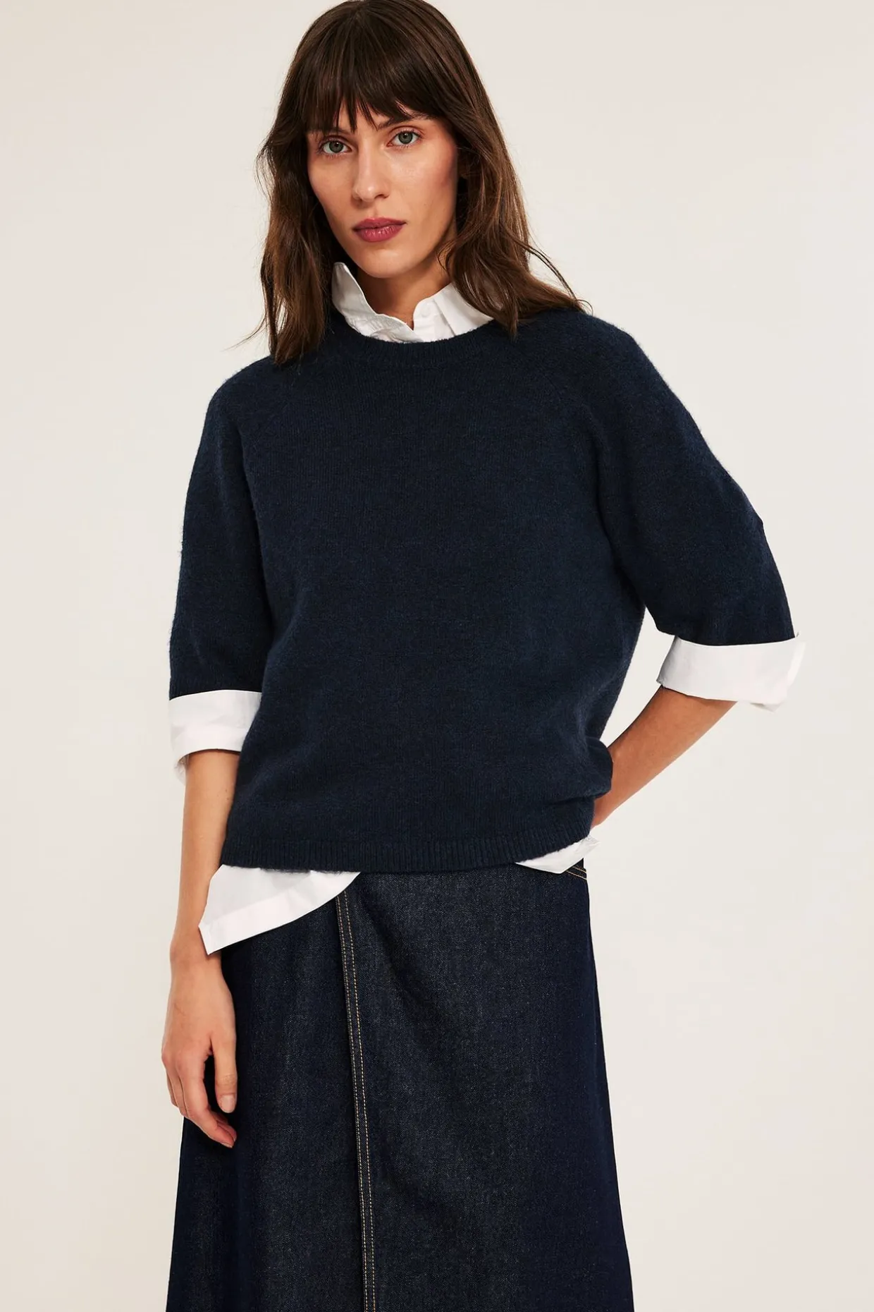 T-shirt oversize, z dzianiny