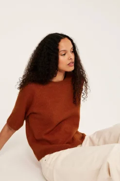 T-shirt oversize, z dzianiny