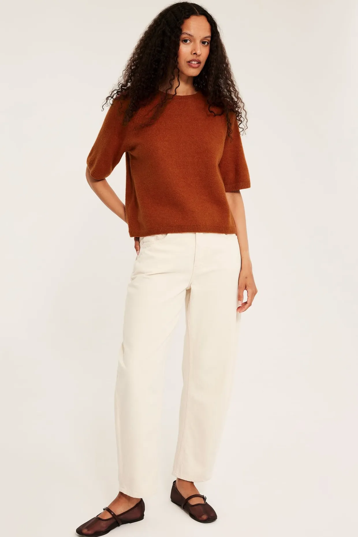 T-shirt oversize, z dzianiny