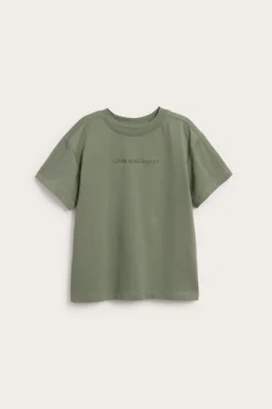 T-shirt oversize z nadrukiem tekstowym