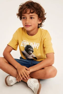 T-shirt oversize z nadrukowanym gorylem z przodu