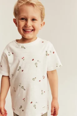 T-shirt we wzory, z dzianiny slub