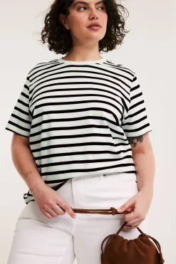 T-shirt w paski, z bawełny