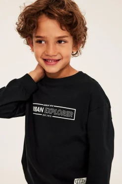 T-shirt z bawełnianej dzianiny, z nadrukiem tekstowym