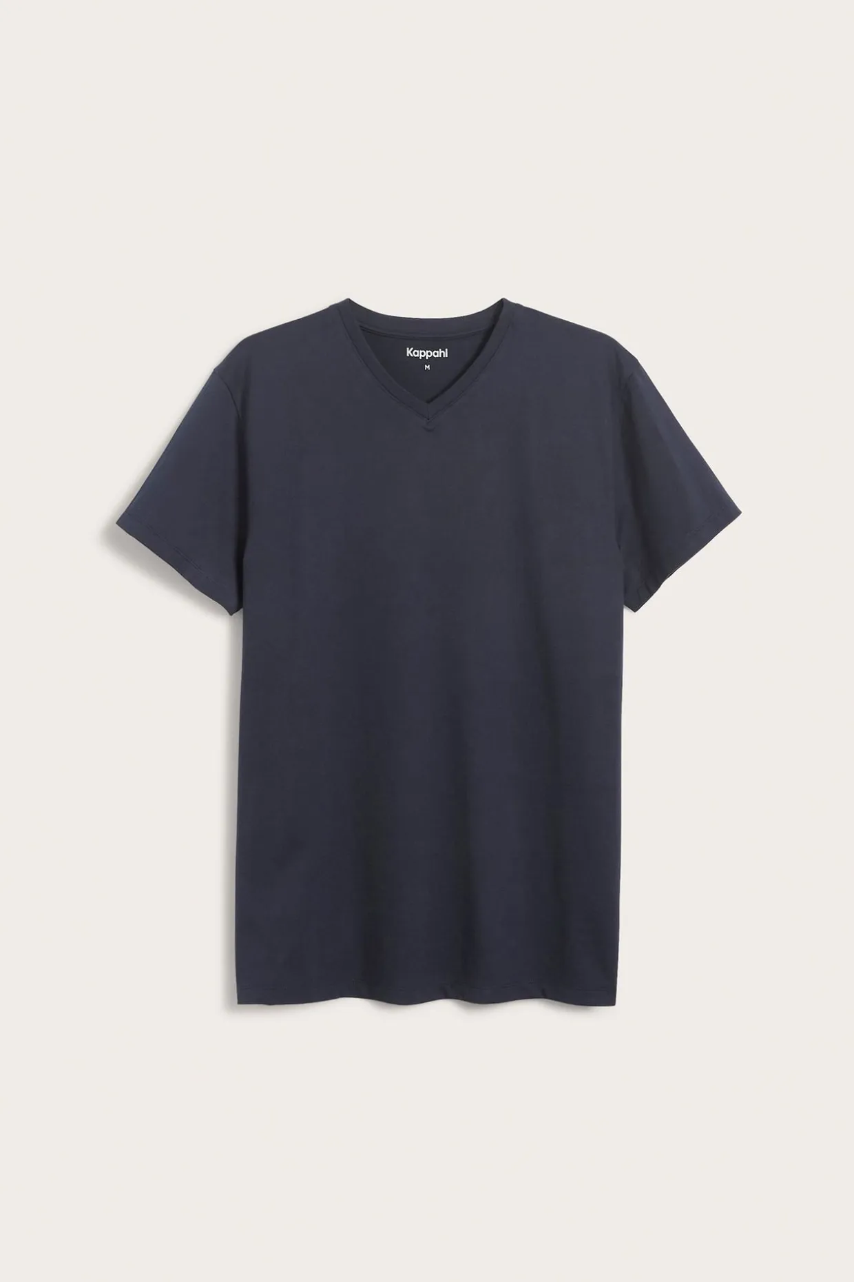 T-shirt z dekoltem w szpic, z bawełny