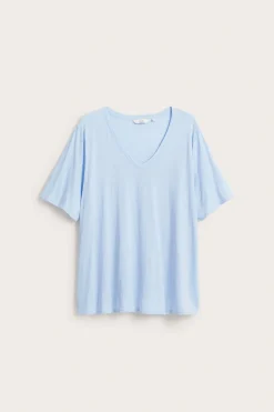 T-shirt z dekoltem w szpic, z bawełny