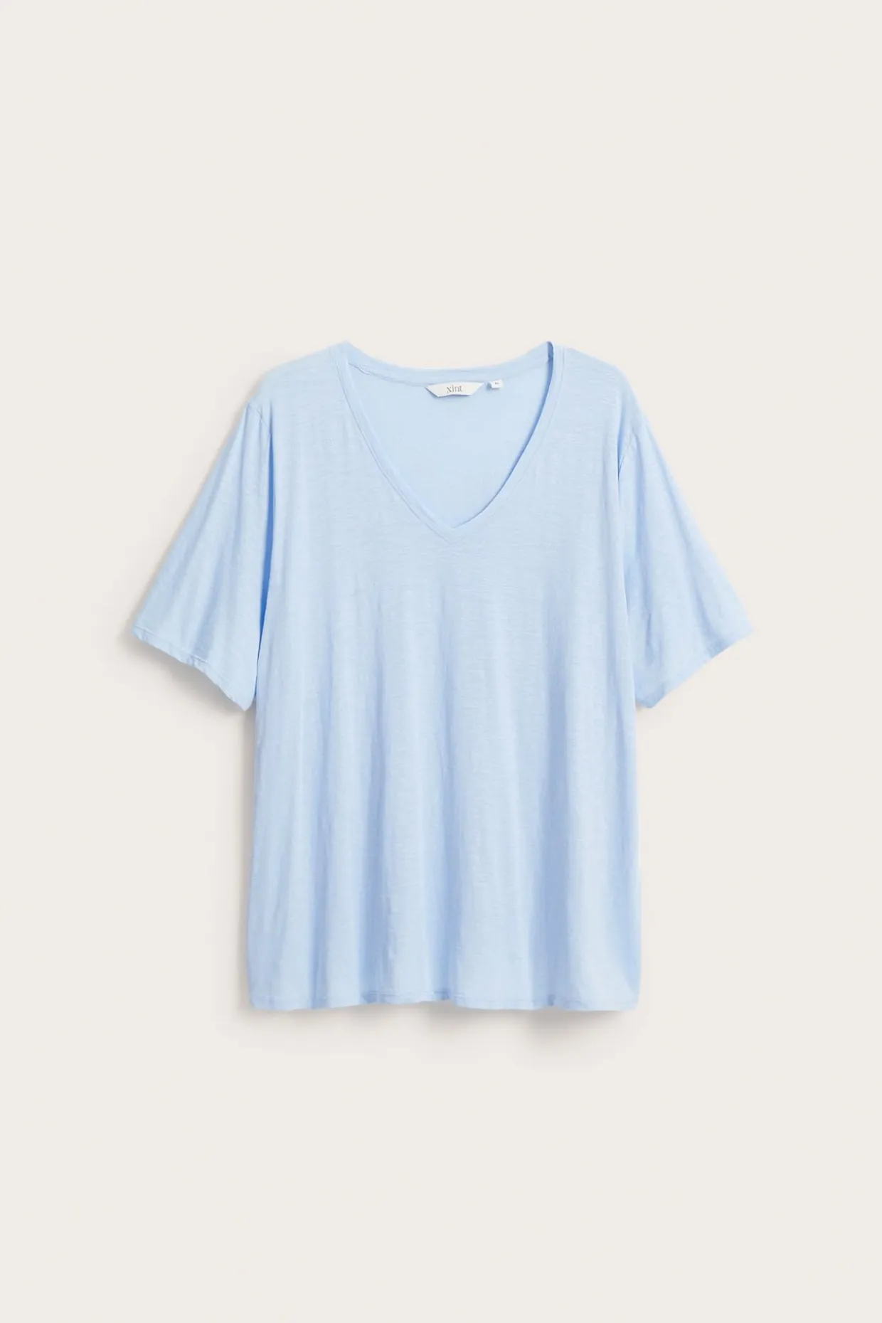 T-shirt z dekoltem w szpic, z bawełny