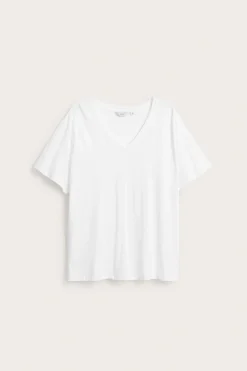 T-shirt z dekoltem w szpic, z bawełny