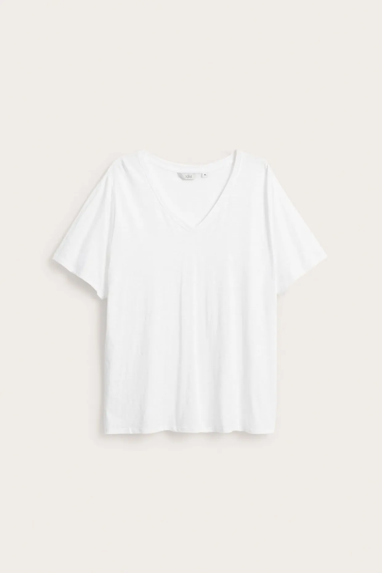 T-shirt z dekoltem w szpic, z bawełny