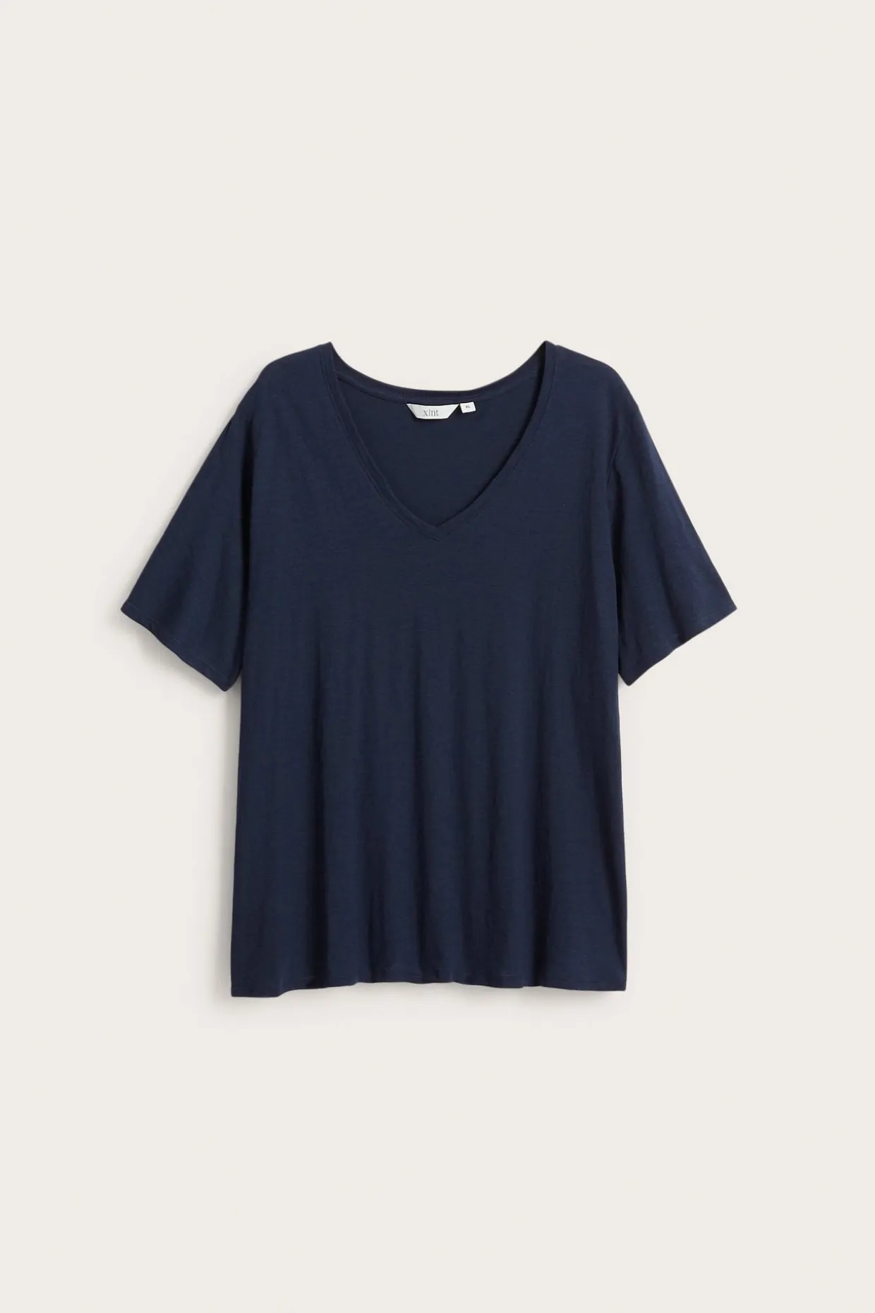 T-shirt z dekoltem w szpic, z bawełny