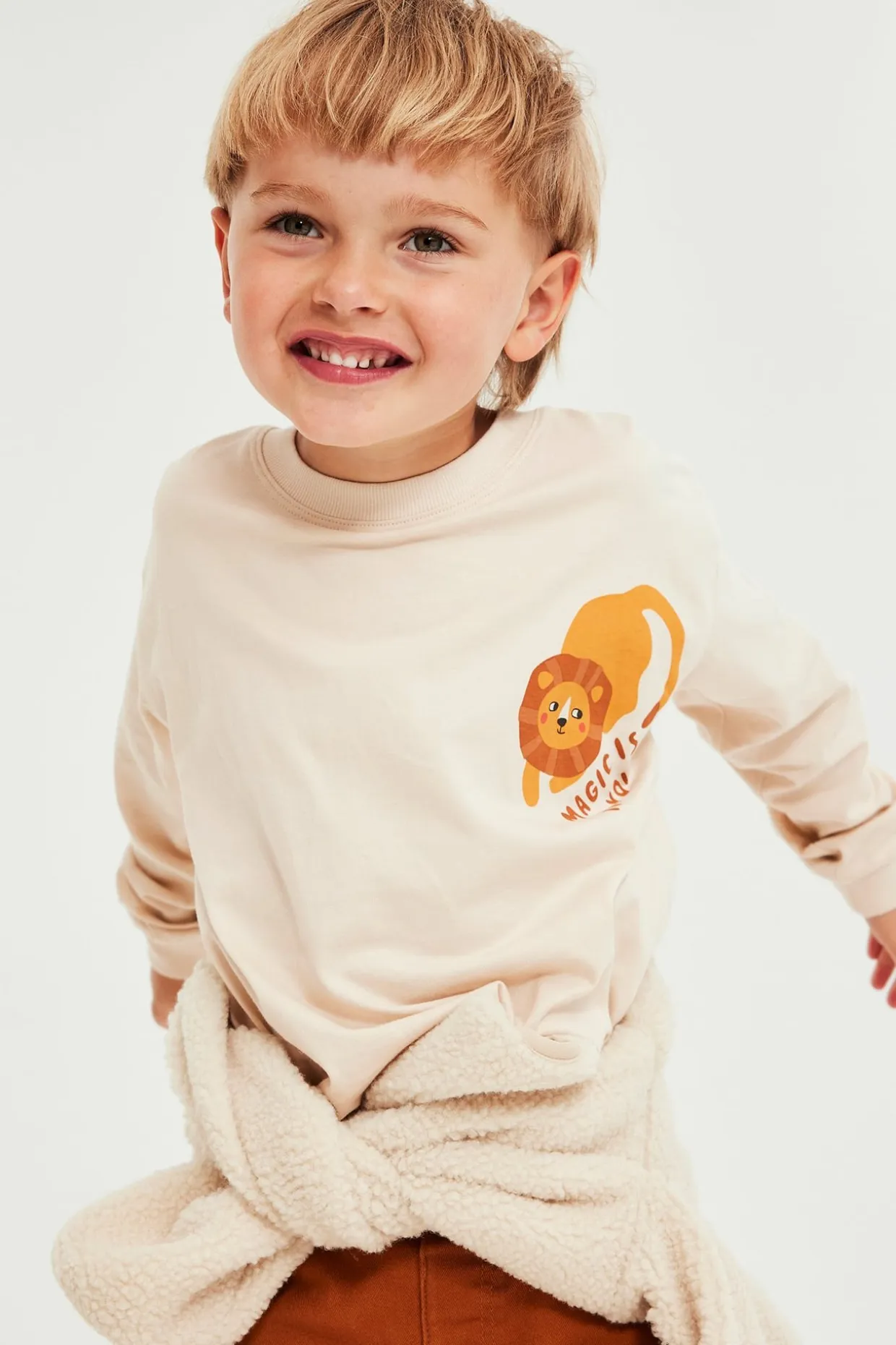 T-shirt z długimi rękawami i nadrukiem w lwy
