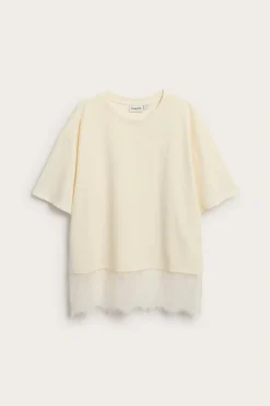 T-shirt z koronkową krawędzią
