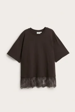 T-shirt z koronkową krawędzią