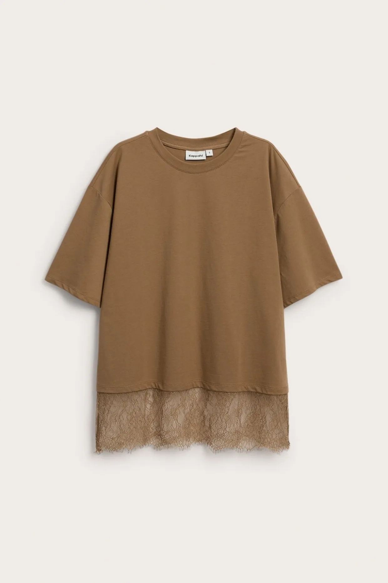 T-shirt z koronkową krawędzią