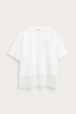 T-shirt z koronkową krawędzią