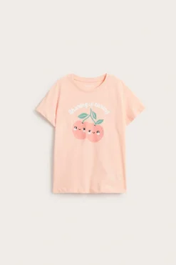 T-shirt z krótkim rękawem, z nadrukiem w kształcie brzoskwini