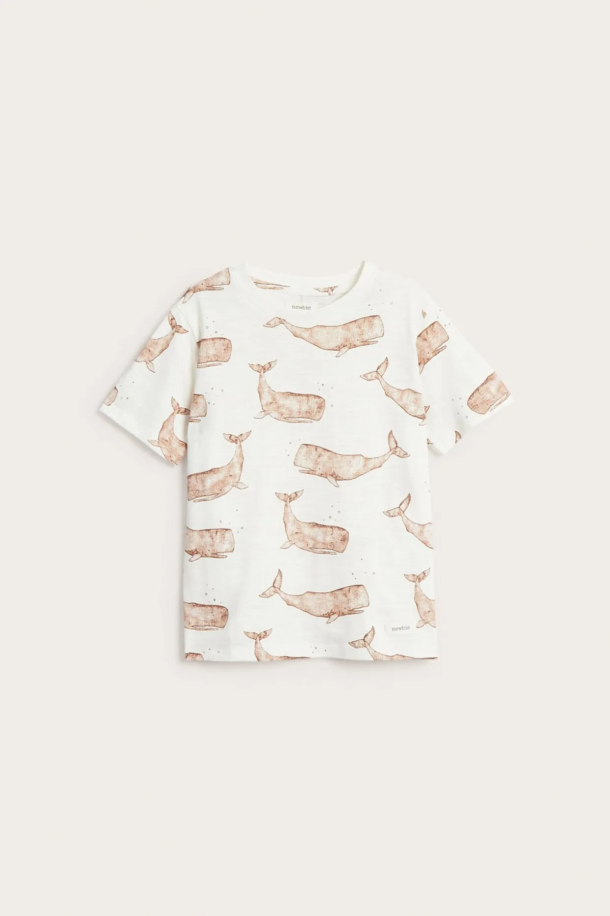 T-shirt z trykotu slub, w wieloryby