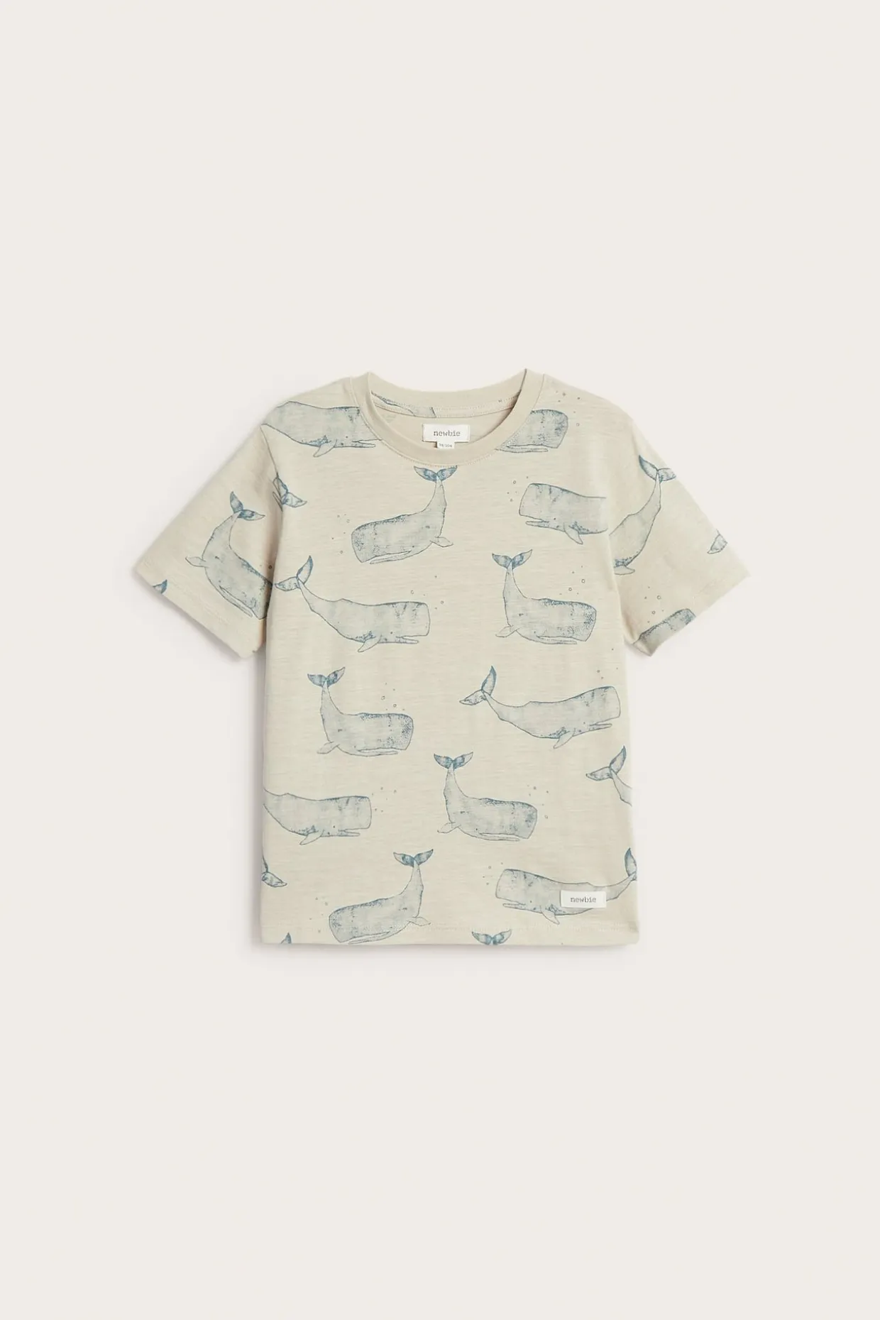 T-shirt z trykotu slub, w wieloryby